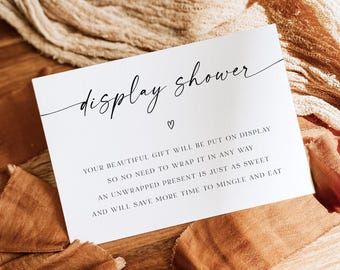 Minimalist Display Shower Invitation Insert Card, Display Shower Bridal Shower Invitation Insert, Printable Enclosure Card, Editable, AD18