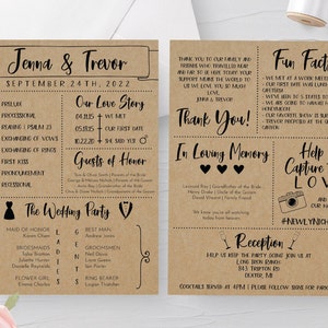 Printable Rustic Wedding Program Template, Editable Order of Ceremony Wedding Program, Instant Download, Rustic Wedding DIY, Infographic