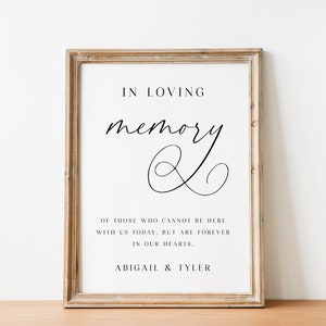 In Loving Memory Wedding Sign, Printable Sign, Wedding Sign Template ...