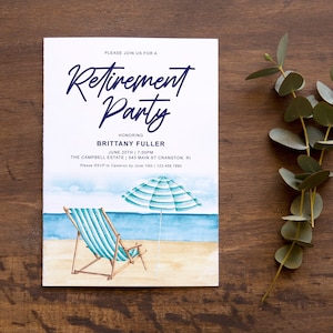 Retirement Party Invitation Template, Beach Retirement Party, Retirement Invitation, Editable, Printable, Instant Download