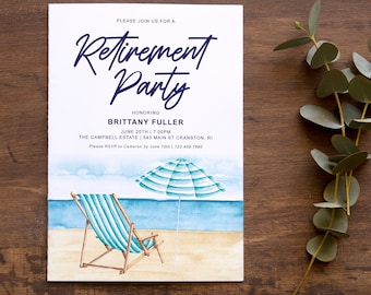 Retirement Party Invitation Template, Beach Retirement Party, Retirement Invitation, Editable, Printable, Instant Download