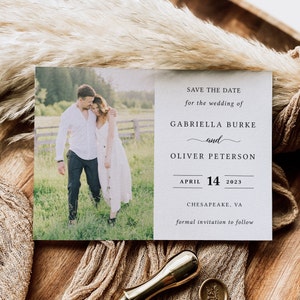 Foto Save the Date Postkarte Vorlage, Printable Speichern Sie das Datum mit Foto, bearbeitbar, Hochzeit DIY, Download, elegant, minimalistisch, AD28