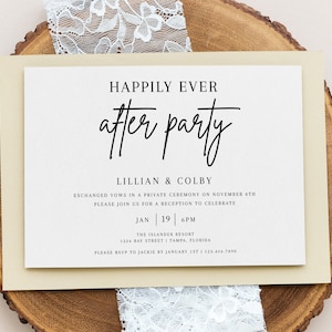 Happily Ever After Party Wedding Reception Invitation Template, Minimalist Wedding Invitation, Digital Download, Printable Invitation, AD01