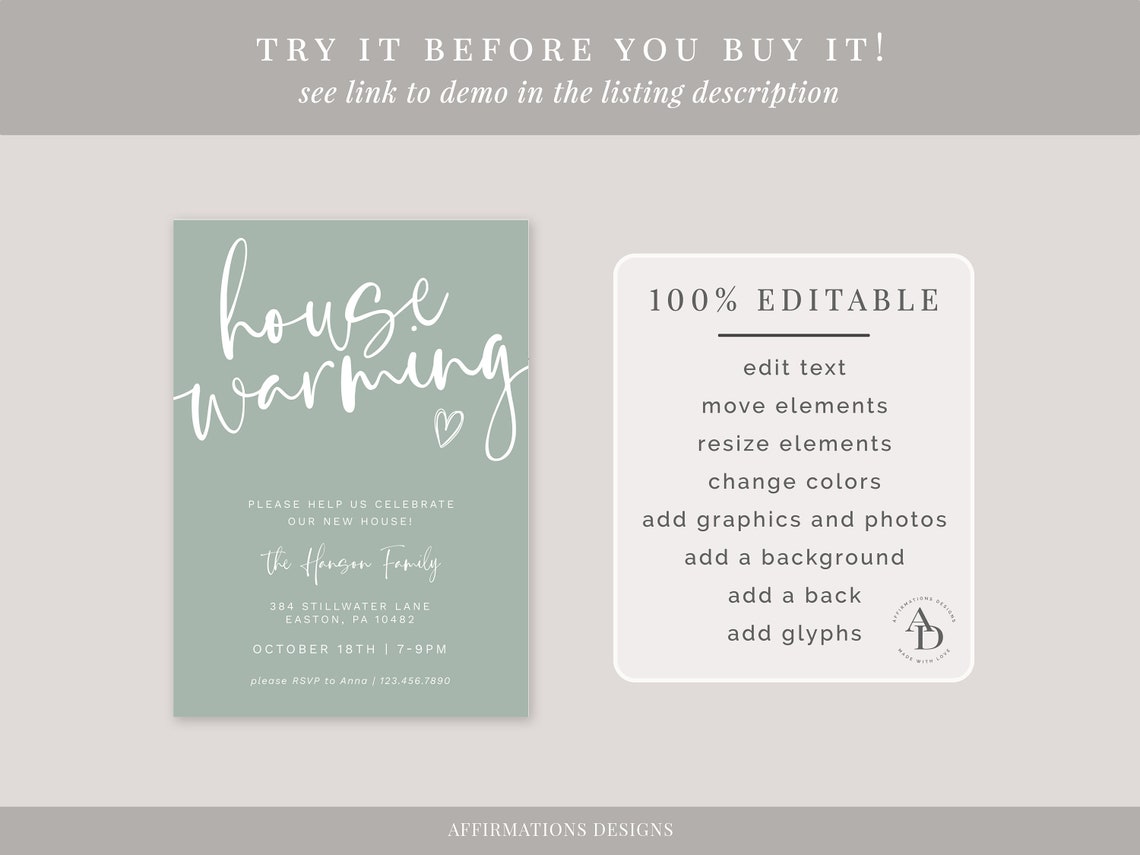 Moving Invitations Minimalist Housewarming Party Invitation Template, Moving Announcement ...