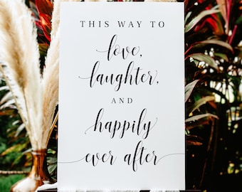 Panneau de mariage amour, rire et bonheur pour toujours, modèle de panneau imprimable, téléchargement immédiat, mariage rustique à faire soi-même, panneau modifiable