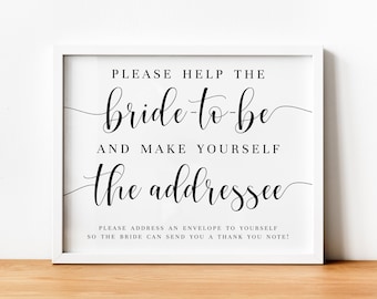 Printable Bridal Shower Sign, Envelope Address Sign for Bridal Shower, Wedding Ideas, Wedding Poster, DIY, Download, Rustic Wedding, AD04
