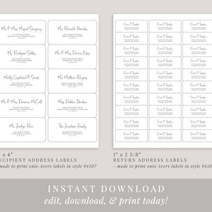 Printable Address Labels, Wedding Envelope Labels, Editable Template ...