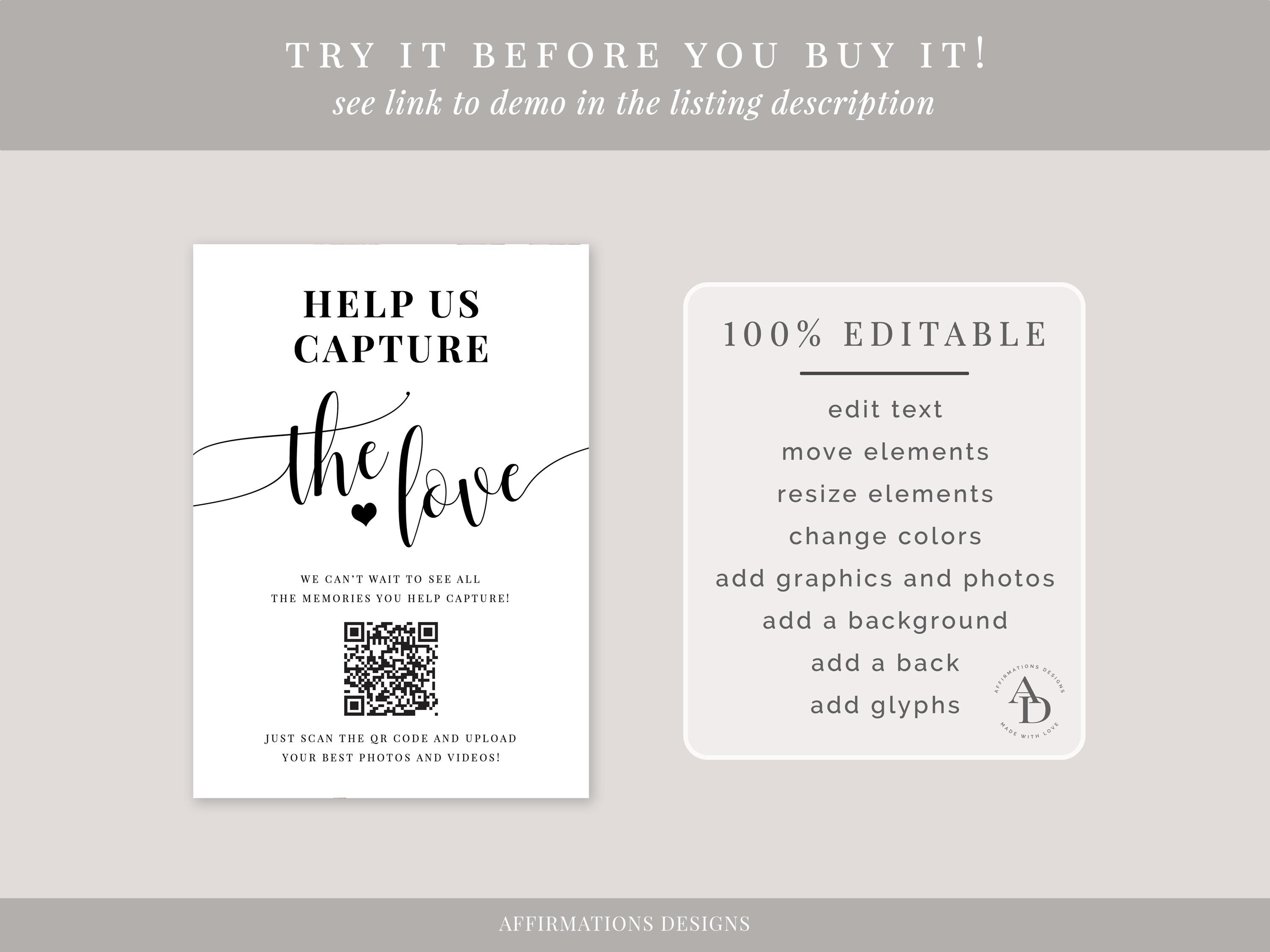 Help Us Capture the Love Wedding Sign Template, Wedding Pictures Sign ...