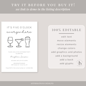 It's Five O'clock Everywhere Retirement Party Invitation Template ...