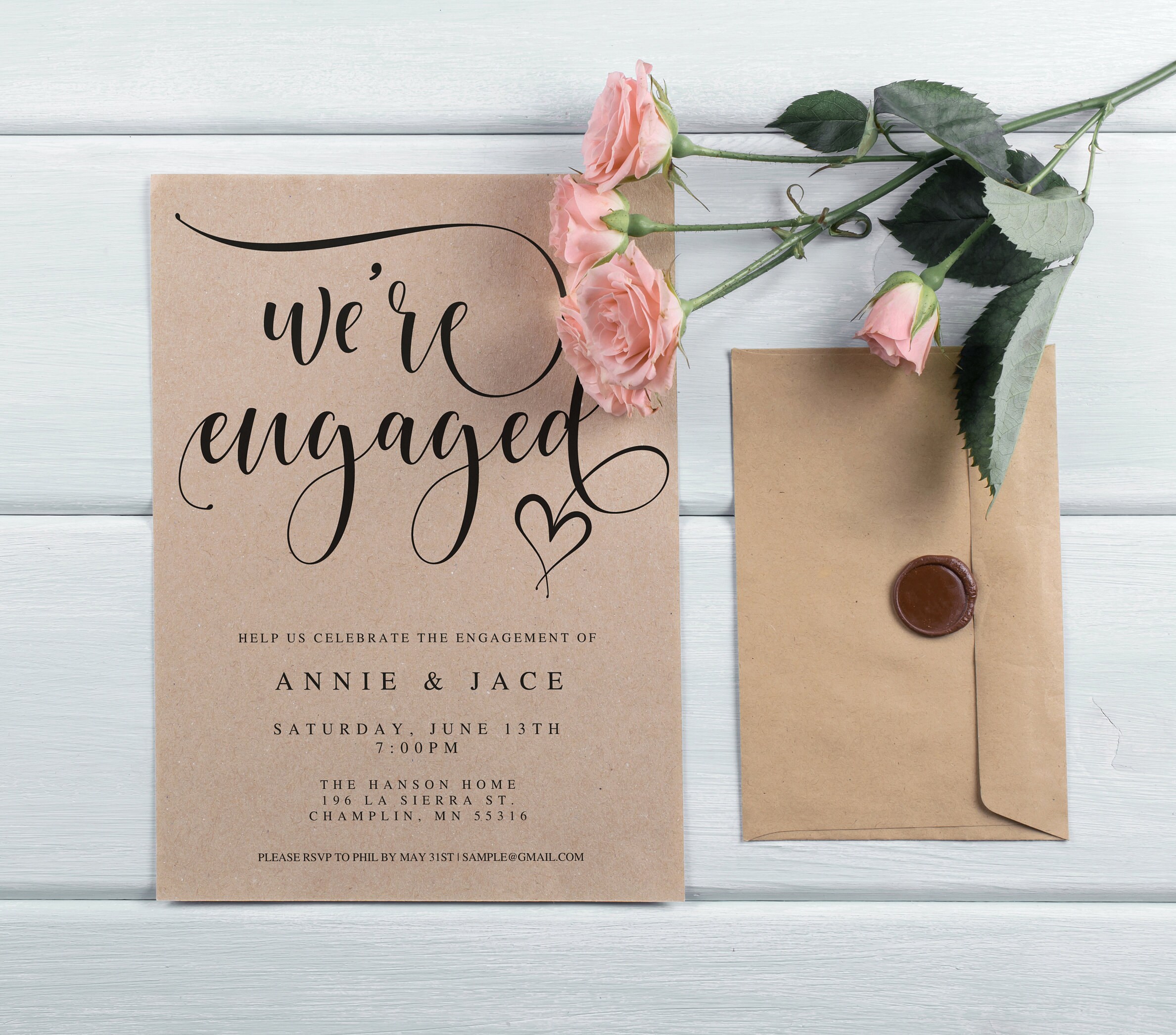 Printable Engagement Announcement We're Engaged Editable Etsy