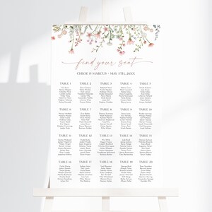 Find Your Seat Wedding Seating Sign, Wildflowers Seating Chart Template, Editable, Printable, Instant Download, Seating Plan, AD37