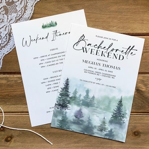 Outdoor Bachelorette Weekend Invitation Itinerary Template, Wedding Bachelorette Weekend Itinerary, Weekend Schedule, Camp Bachelorette
