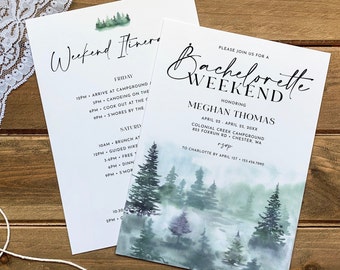 Outdoor Bachelorette Weekend Invitation Itinerary Template, Wedding Bachelorette Weekend Itinerary, Weekend Schedule, Camp Bachelorette