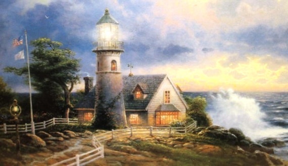 Listing 792 Is A A Light In The Storm Framed Thomas Kinkade Library Edition Print C