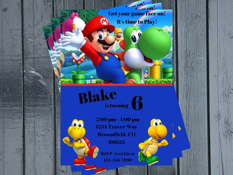 Super Mario Bros Invitation Mario Invitation Super Mario Etsy