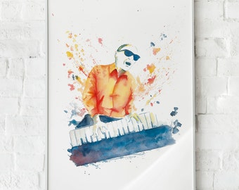 Fine art print poster - watercolor illustration - RAY CHARLES - limited edition
