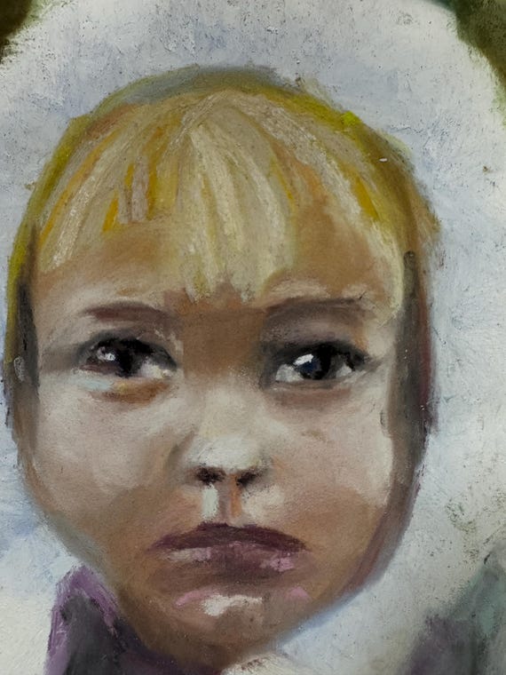 Fine art original work , pastel girl, colorful signed by artist , art is 14.5 x 18 inches on 16 x 20 sanded paper , wall decor, cottagecore