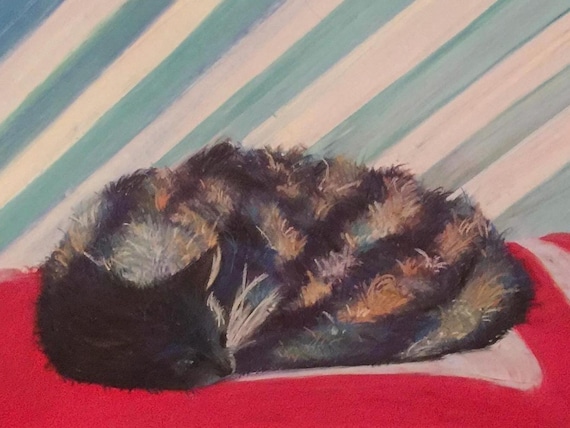 Cat lying in sun, light, cat lover pastel art , giclee print unique gift, cottagecore