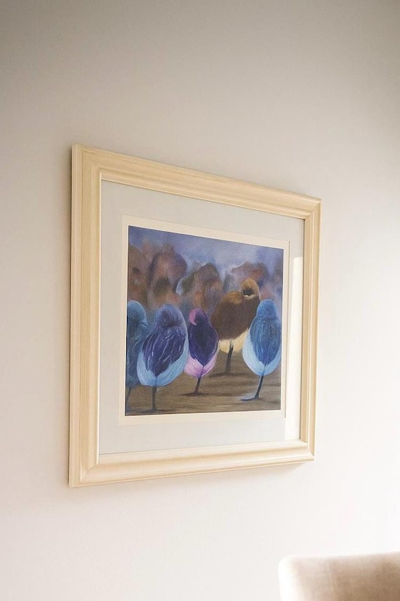 Whimsical birds, feathered friends, unique gift, giclee art print, art for wall , painting, home decor.  Wall decor , 11x14
