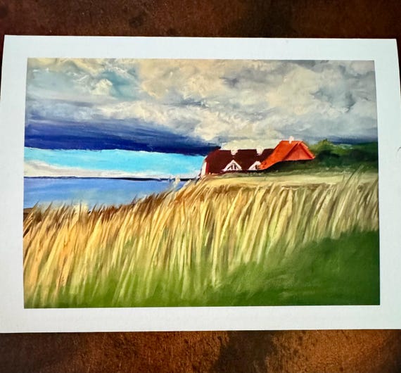 Impressionist Coastal Giclee Print: Pastel Landscape Art, Cottagecore Decor (8x6