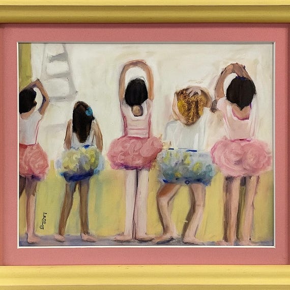Whimsical ballet, fun child dancers in practice  giclee  print , gift for child room , wall decor , 8x6 or 11x14  , home decor,