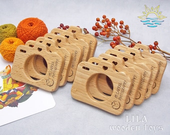 Bulk camera toys Camera teether with logo Wholesale teether Wooden teether Photographer client gift Newborn wooden toy Baby teether