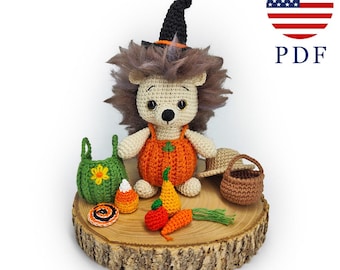 Halloween Hedgehog crochet pattern, Amigurumi tutorial, PDF Instant download, Woodland toy