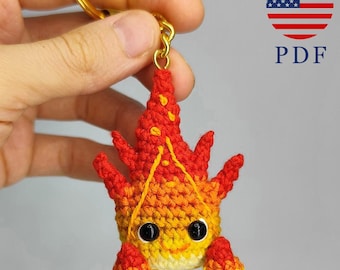 Wzór szydełkowy Fire Spirit: samouczek PDF na brelok amigurumi