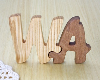 Gift for twin babies, Letter teether, Wooden baby teether, Teething toy, Baby puzzle