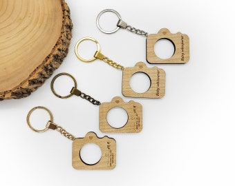 Wooden camera keychain, Photographer client gifts, Bulk branded gifts, Logo engraving, Newborn photography, Christmas gift, Wedding Charmes