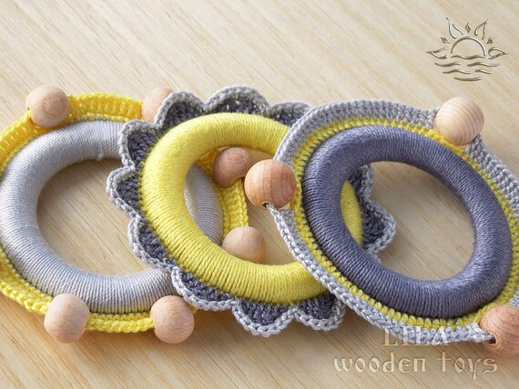 2 Stück Holz häkeln Baby Beißring Holz Kinderkrankheiten Armband Ring