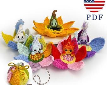 Crochet Flower spirits Patterns 10in1, Fantasy amigurumi, Fairy crochet