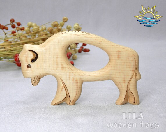 wooden animal teether