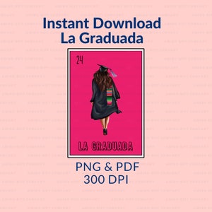 La Graduada Loteria Card 2023 PNG PDF 300 DPI Archivo Digital para graduación * Senior 23 * Rosa
