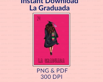 La Graduada Loteria Card 2023 PNG PDF 300 DPI Digital File for graduation * Senior 23 * Pink