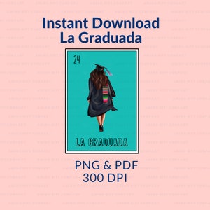 La Graduada Loteria Card 2024 PNG PDF 300 DPI digitaal bestand voor afstuderen * Senior 24 * Wintertaling