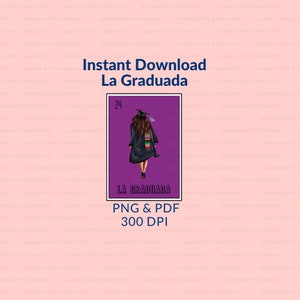 La Graduada Loteria Card 2024 PNG PDF 300 DPI Digital File for graduation * Senior 24 * Purple