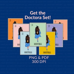 Doctora Loteria Card Set * 7 Cards* 2023 PNG PDF 300 DPI Digital File for graduation * Senior 23