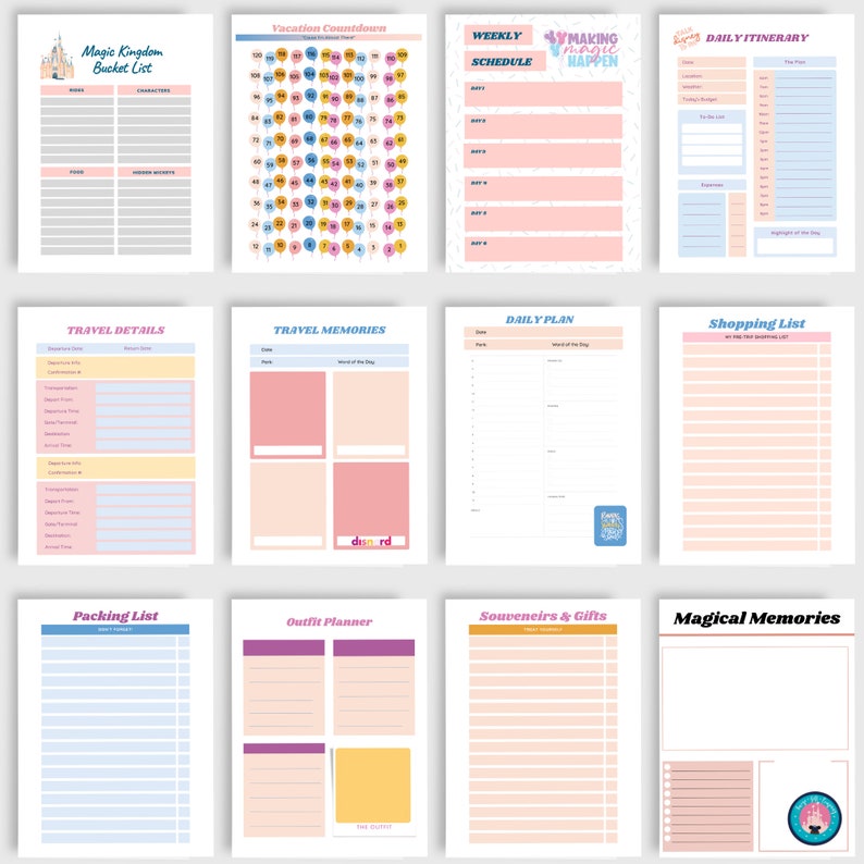 WDW Printable Travel Planner - Etsy