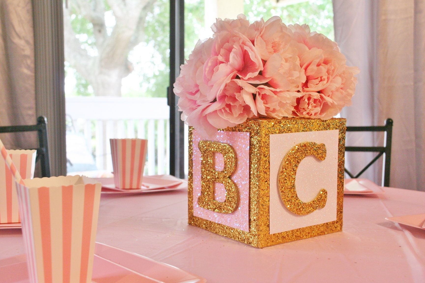 block centerpieces for baby shower