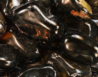 Black Onyx Crystal 2 1/2 Inch 4-7 Oz Tumbled Polished Rock Mineral Root Chakra Healing Crystal Stones Natural Raw Mineral Specimen Reiki
