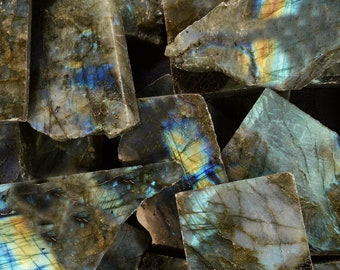Labradorite Polished Slice 1 1/2 Inch All Chakras Rocks Raw Mineral Specimen Raw Healing Crystals Chakra Stones Reiki Stone
