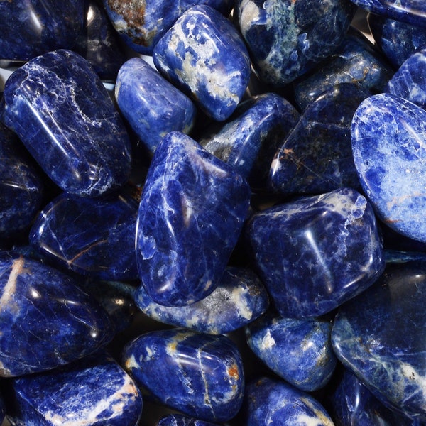 Blue Sodalite Crystal 1 1/4 Inch 1-2 Oz Tumbled Polished Rocks Minerals Throat Chakra Healing Crystals and Stones Natural Raw Specimen Reiki