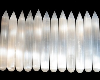 White Selenite Wand 6 Inch Polished Crown Chakra Rocks And Mineral Specimen Healing Crystals Chakra Stones Gemstone