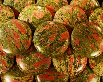 Unakite Jasper Palm Stone 2 1/2" Massage Polished Heart Chakra Healing Crystals and Stones Polished Rocks Metaphysical Reiki Gemstone