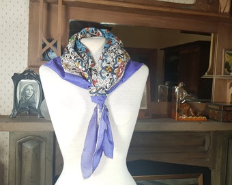 Vintage silk headscarf:  Art Deco scarf in fine silk