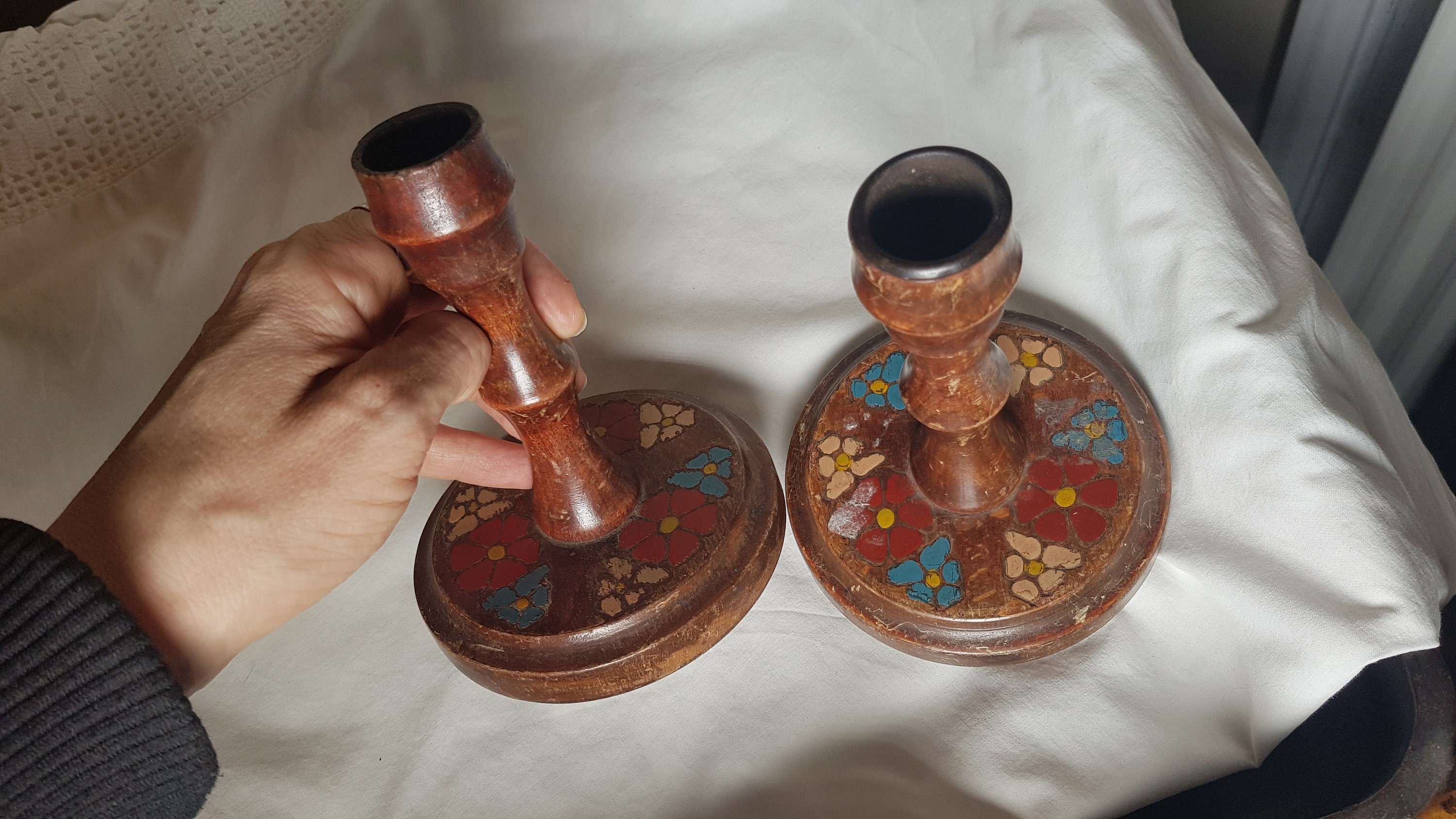 Vintage ornate wooden candlesticks - Etsy 日本