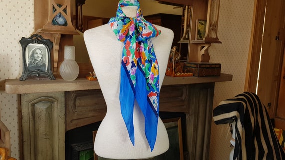 Silk dagger scarf. Floral print Flapper/Art Deco … - image 2