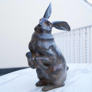 70s bronze sculpture Sitting Hare Pierre Chenet