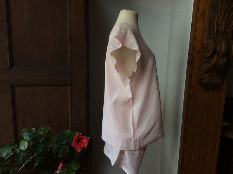 harajuku lolita shorts and top set vintage pink with bow motif 80s cotton pyjamas